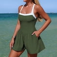 thumbnail image 2 of Xijirk One Piece Swimsuit Women,Color Swimwear Skirted Bottom with Side Pockets Bathing Suit Comfortable Flowy One Piece Swimsuit Practical Swimwear for Beach Pool,Swimsuit for Women,M,Army Green, 2 of 7