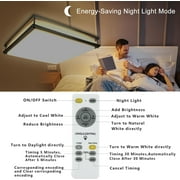 Depuley 17.6 Modern LED Ceiling Light Fixture with Remote Industrial Square Flush Mount Ceiling Light for Living room Dining Kitchen, Memory Function, 48W Dimmable 3 Color