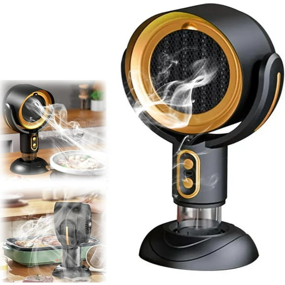 Enroslu Portable Range Hood, USB Rechargeable Tabletop Exhaust Fan, 2 Adjustable wind Speeds, Removable Oil Collection Cup, Suitable for BBQ, Hot Pot and RV Kitchen (Gold)