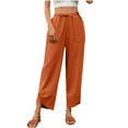 thumbnail image 2 of Roncen Women's Solid Wide Leg Pants - Loose Fit Elastic Waist Cropped Casual Trousers with Pockets, 2 of 9