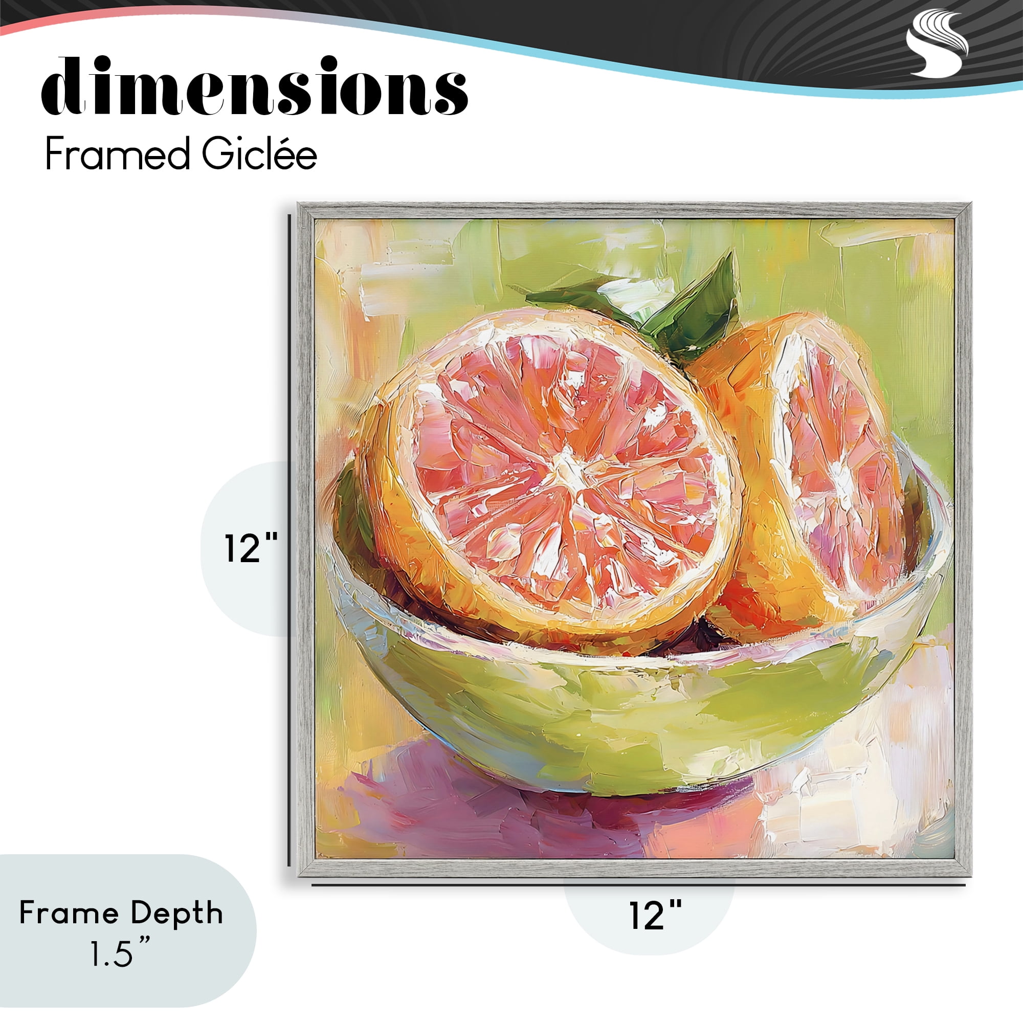 Stupell Industries Sliced Grapefruit in Bowl Gray Framed Giclee Art, design by Riley B