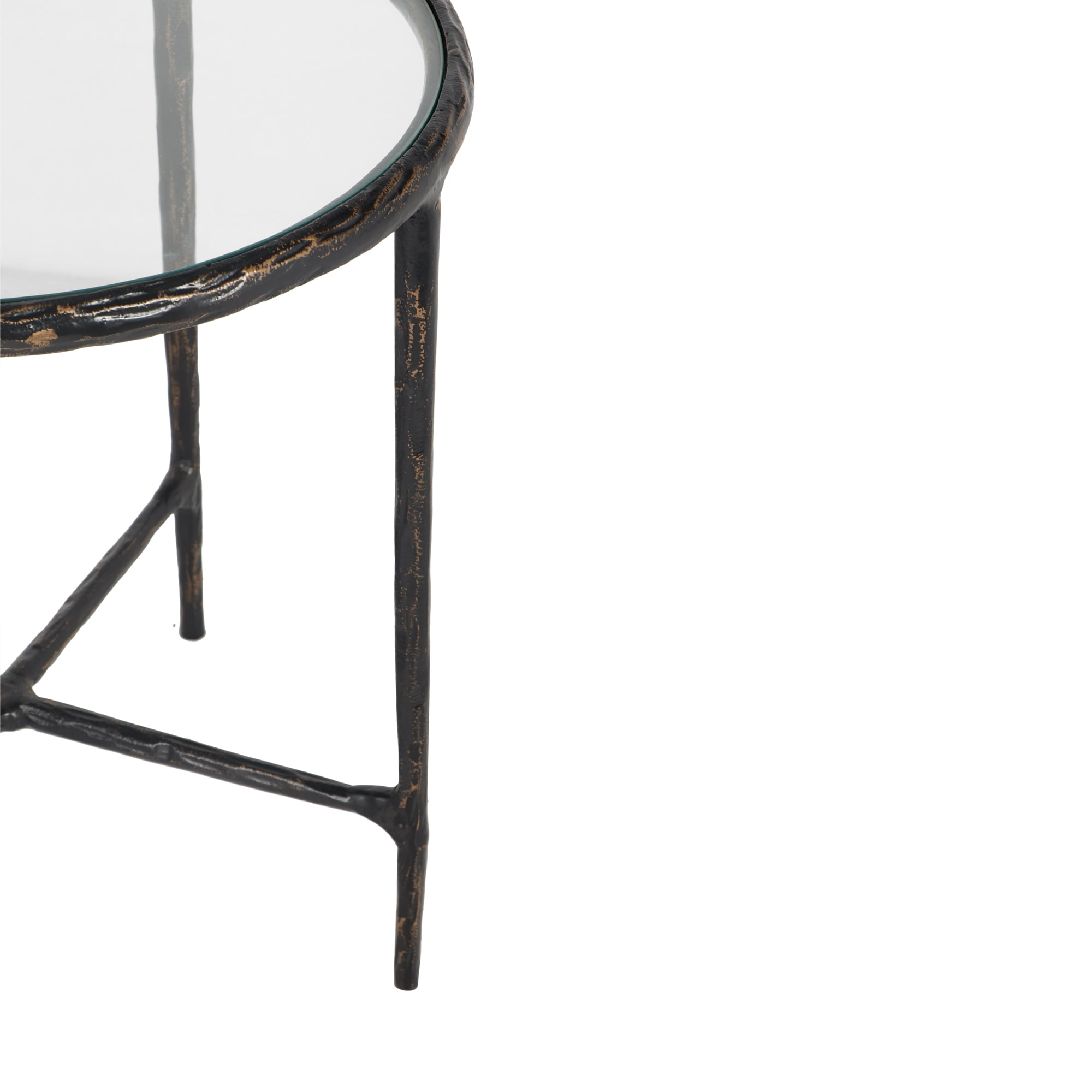 Ox Bay Nicole 22" Round Glass Top Side Table – Contemporary Accent Table for Indoor Use, 22" High