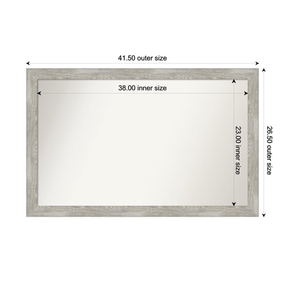 Amanti Art Custom Wall and Bathroom Mirror (26.5 x 41.5 in.), Dove Greywash Narrow Frame