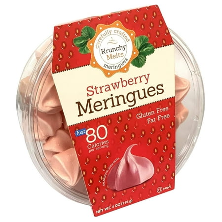 Krunchy Melts Original Meringue Cookies | Strawberry Flavor | Only 80 Calories Per Serving | Fat Free, Gluten Free, Dairy Free (4 Oz)