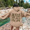 thumbnail image 4 of Jesus The Way The Truth The Life Hoodies for Women Long Sleeve Christian Hooded Sweatshirt with Pockets Pullover Tops, 4 of 6