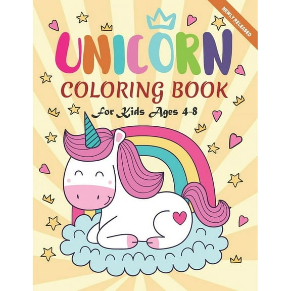 Unicorn Coloring Book For Kids Ages 4-8: A Cute Collection, Newly Released 50 Unique Coloring Pages, Perfect Gift for Kids (Paperback)(Large Print)
