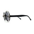 thumbnail image 3 of Rhinestone Death Metal Skull Trim Round Circle Lens Plastic Sunglasses Black Pearl, 3 of 4