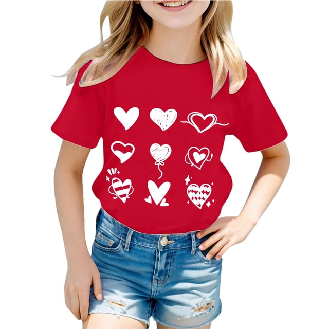 T-Shirt Décontracté à Manches Courtes pour Filles avec Imprimé Lettre, Col Rond à la Mode pour Usage Quotidien
