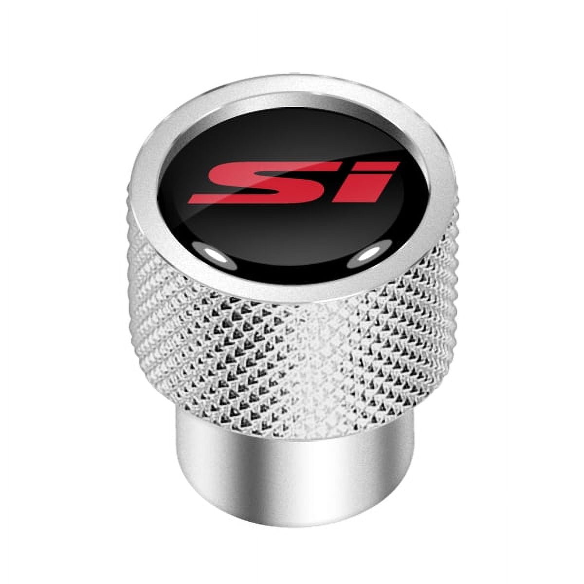 Honda Civic Si Red Logo in Black on Shining Silver Aluminum Tire Valve Stem Caps