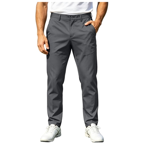 RFQWOVSR Men's Solid Color Elastic Business Formal Casual Long Pants Wrinkle Resistant Work Commute Trousers 42