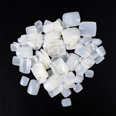 DFUDIEJ 100pcs Square Full Cover Natural White Artificial Fake Toenail Acrylic Foot Nail False Toe Nails