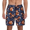thumbnail image 2 of Picia Vintage Blue Fox Family pattern Mens Swim Trunks with Compression Liner Stretch Beach Shorts Quick Dry with Zipper Pockets No-Chafing Board Shorts-Medium, 2 of 9