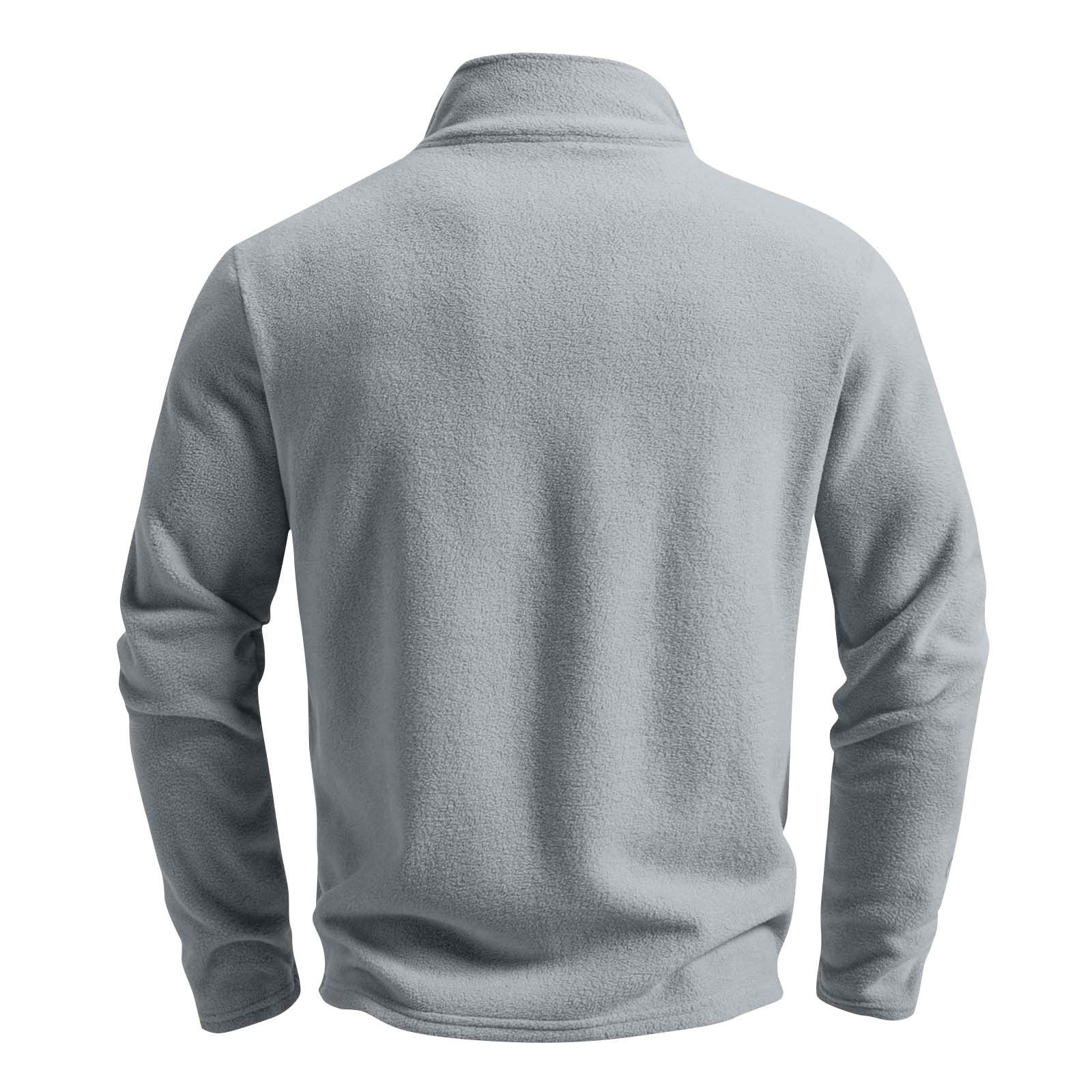 ZVNAΖH Mens Full Zip Sweatshirt No Hood Cozy Pocket Long Sleeve