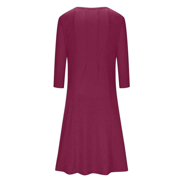 Zpanxa Plus Size Dress for Women, Solid 3/4 Sleeve Empire Waist Dress, Round Neck Fall Dress Casual Midi T-Shirt Dress Hot Pink L - Walmart.com Zpanxa Plus Size Dress for Women, Solid 3/4 Sleeve Empire Waist Dress, Round Neck Fall Dress Casual Midi T-Shirt Dress Hot Pink L - Walmart.com