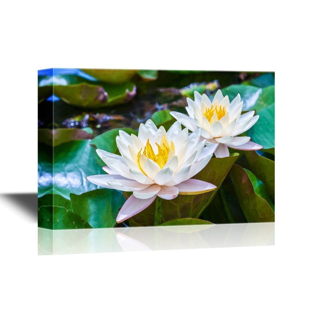 Wall26 Canvas Wall Art Two White Lotus Gallery Wrap Modern Home