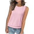 thumbnail image 4 of GaThRRgYP Womens Casual Tank Top Sleeveless,Women's Loose Casual Solid Color Round Neck Sleeveless Top Pink S, 4 of 9