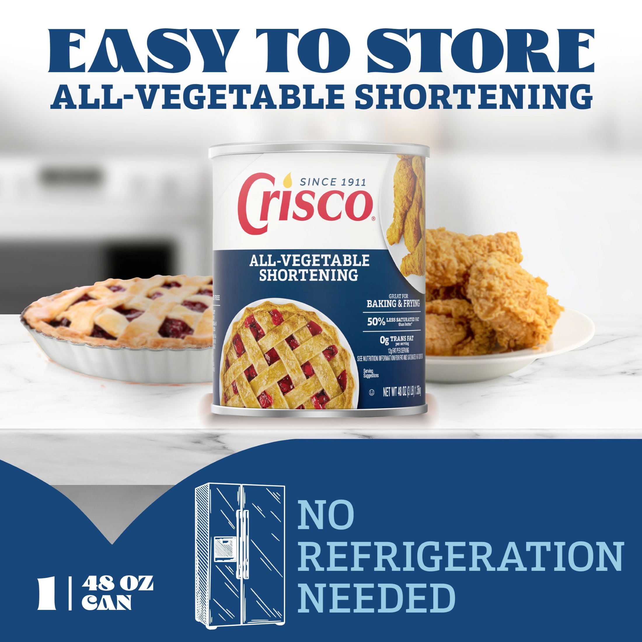 ​​Crisco All-Vegetable Shortening, Gluten Free Shortening, 48 oz Resealable Can​