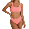thumbnail image 1 of Rugged Ribbed Two Piece Bikini Set Featuring Wide Strap Top and Mid Waist Swimwear For All Seasons Beachwear, 1 of 5