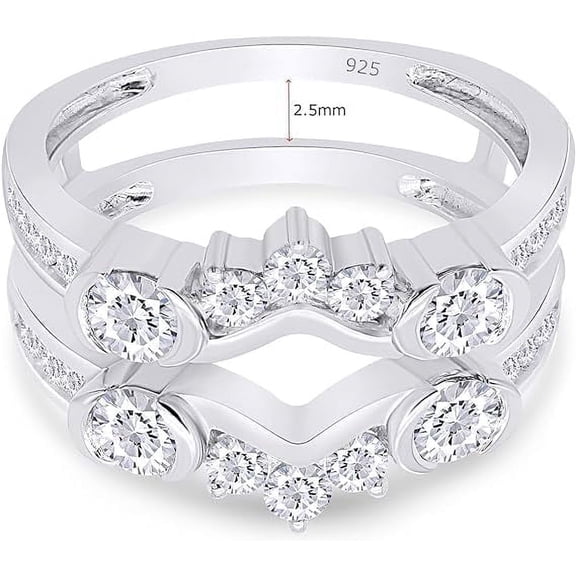 beryl_creation 925 Sterling Silver 1Ct Round Cut Moissanite Engagement Wedding Guard Wrap Ring 14k White Gold Finish For Women's & Girls & Girls