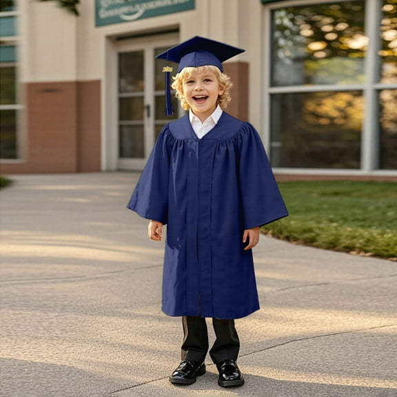 Girls Primary School Graduation Cap And Gown For Kids Blue Graduation Cap Class Of 2026 Kids Ceremony Party Gift 8-9 Years