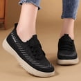 thumbnail image 4 of LTTVQM Thick Sole Sneakers for Women Trendy Soft Lace Up Rubber Sole Breathable Tennis Shoes Casual Classic Outdoor Running Workout Sneakers for All Seasons Black 39(US-7.5), 4 of 5