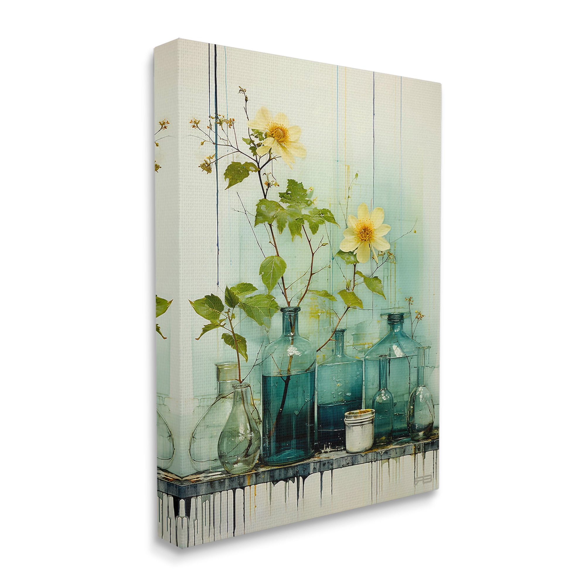 Stupell Industries Modern Jars & Florals Botanical & Floral Painting Gallery Wrapped Canvas Art Print Wall Art, 24 x 30