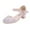 Pink, variant on POIUYTR Girls' Heeled Dress Shoes 5-12Y - Rhinestone Buckle Shoes with Low Wedge for Performances & Formal Events