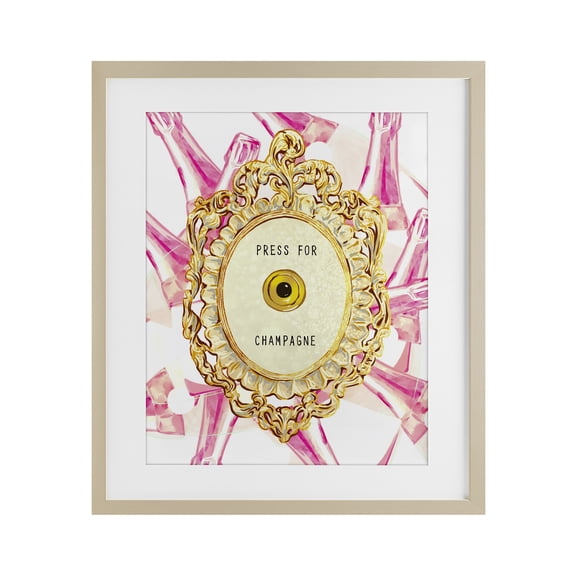 Stupell Industries Glam Champagne Doorbell with Pattern Birch Framed Print Under Glass, 13 x 16, by Ziwei Li