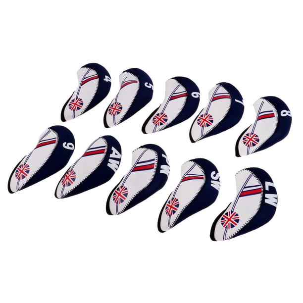 10 piezas de neopreno Golf Club Headcover Wedge Iron Cover del Unido Azul Oscuro Zulema Cubiertas para la cabeza del club de golf