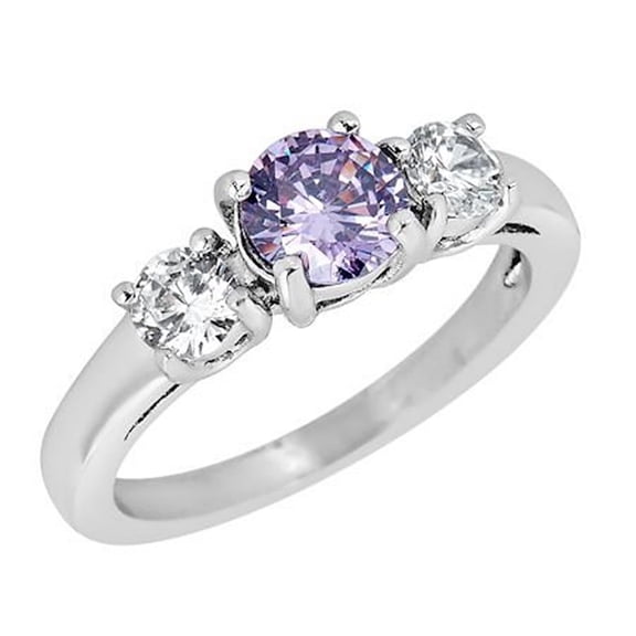 February Birthstone Ring Womens Purple Cubic Zirconia 316L Stainless Steel Band Fantasy Forge Jewelry