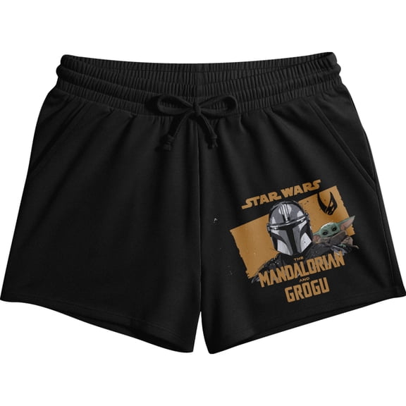 Bioworld Star Wars The Mandalorian and Grogu Women's Lounge Shorts | Licensed Graphic | Elastic Drawstring Waist | Adult Sleepwear-Small