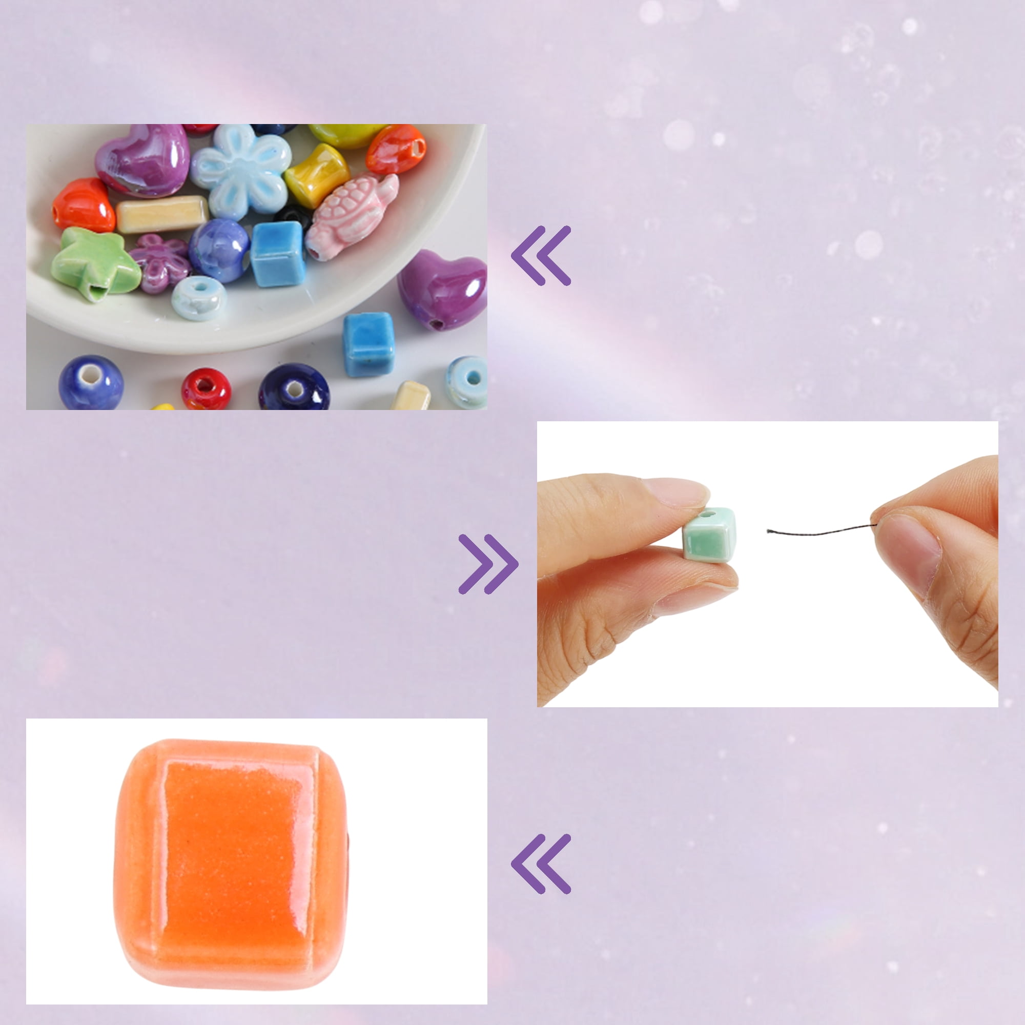 Unique Bargains 10pcs Ceramic Beads for Jewelry Making Square Shape