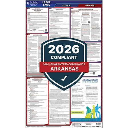 2025 Arkansas Labor Law Poster, All-in-One OSHA Compliant AR State & Federal Laminated Poster (24" x 40" English)