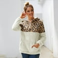 thumbnail image 2 of Shadoumai Leopard Print Hoodie For Women 1/4 Zipper Collar Top Double Sided Fleece Warm Jacket With Pockets Plus Size Clothes, 2 of 8