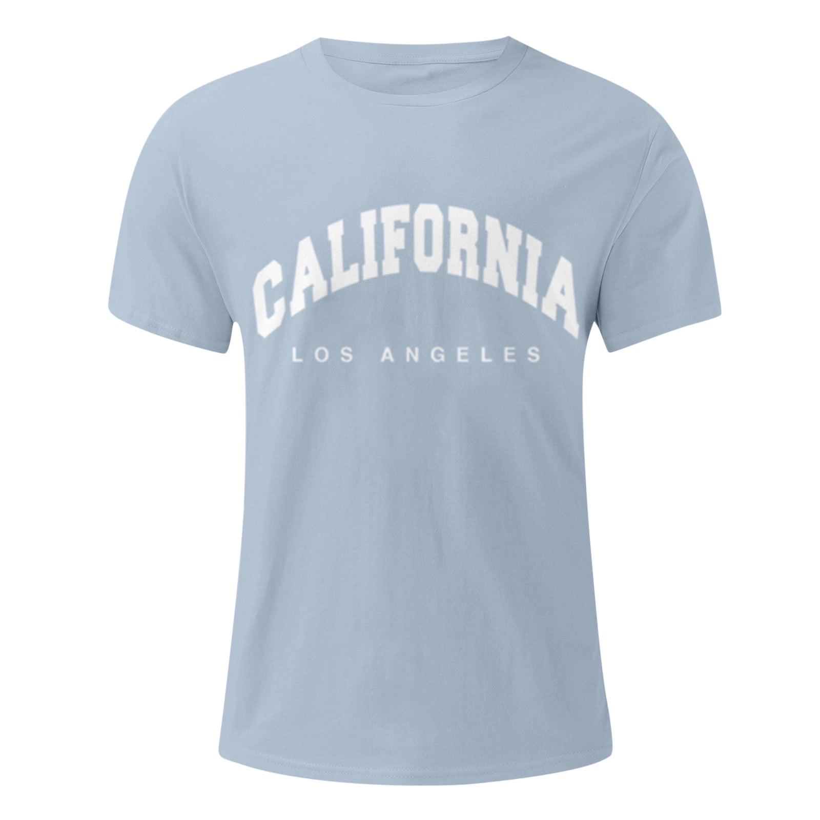 white & blue graphic tee