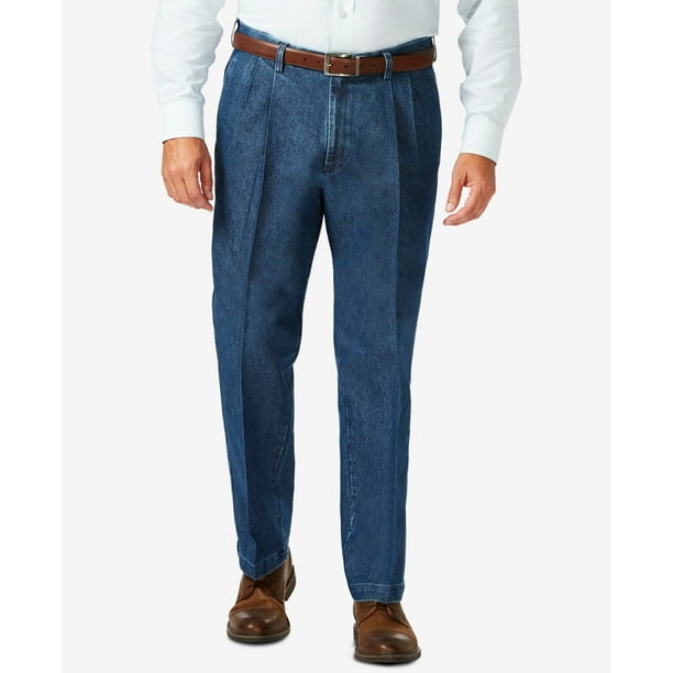 typist plenty broken Haggar Mens Jeans 44x30 Classic-Fit Comfort Pleated Stretch Blue 44 -  Walmart.com