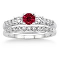 thumbnail image 2 of 1.5 Carat Ruby & Diamond Trilogy Bridal set on 10k White Gold, 2 of 2