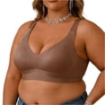 thumbnail image 3 of dgysar Elegant Plus Size Support Bra Comfortable Wire-Free Bralette for Daily Wear Coffee 44, 3 of 5