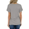 thumbnail image 4 of SHEOWO V-Neck Pocket Hem Slit Women's Plus Size Top V-Neck Short Sleeve Solid T-Shirt, 4 of 8