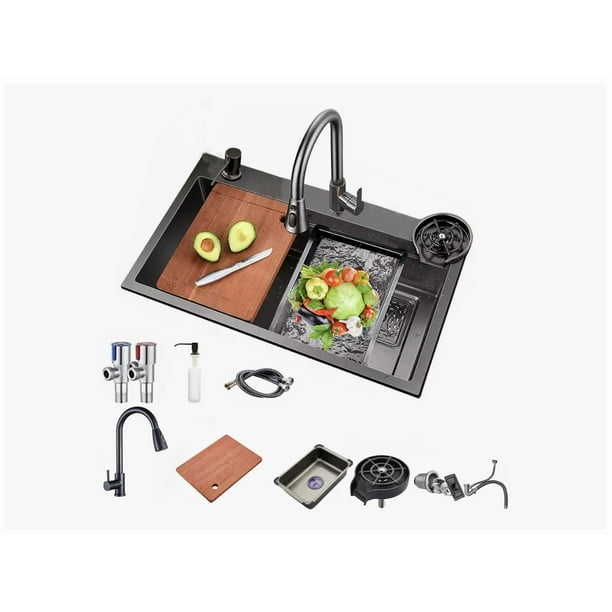 Fregadero Premium De Cocina De Acero Inoxidable Con Accesorios Para Instalacion 68 Cm X 45 Cm X 20 Cm