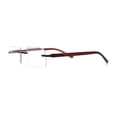 thumbnail image 7 of Luxury Light Weight Rimless Spring Hinge Narrow Rectangle Reading Glasses Brown +1.0, 7 of 7