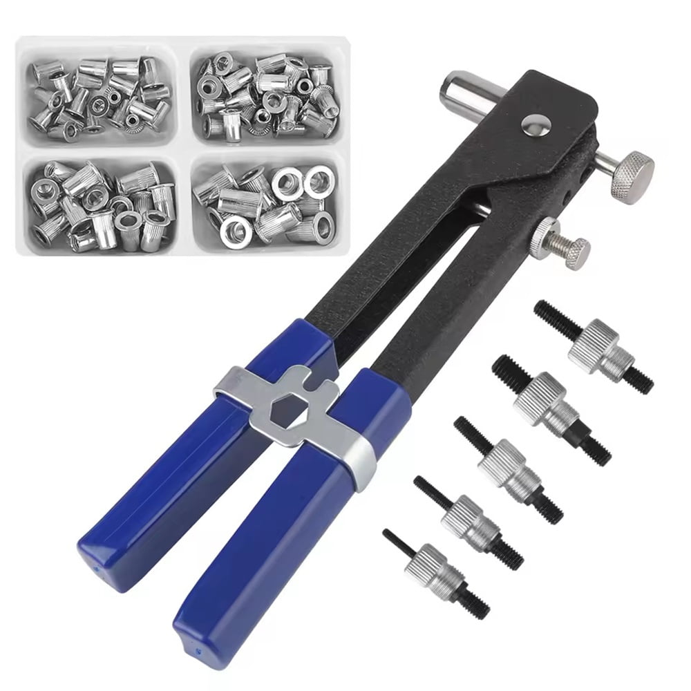 110pcs Rivet Nut Tool Kit Set Blind Rivet Nut Hand Riveter Wrench Threaded Insert Rivnut Nutsert M3/M4/M5/M6/M8