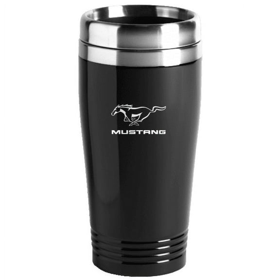 Ford Mustang Logo Black 16oz Stainless Steel Tumbler Travel Mug Official License