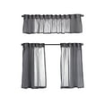 thumbnail image 6 of 3S Brother's Sheer Curtains Kitchen Valance Set of 3 Hanging Rod Pocket Window Valance Treatments Decorative Valances Tiers Café Curtains ( Grey 50"x14"Valance - 24"x30"Tiers), 6 of 6