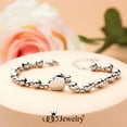 thumbnail image 4 of 555Jewelry 4mm Adjustable Stainless Steel Puffed Heart Charm Dainty Bead Chain Bracelets for Women & Girls, 7.5 Inch, Silver, 4 of 8