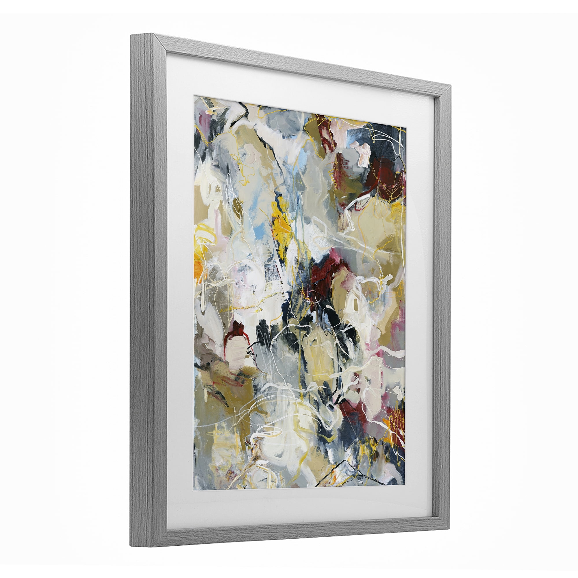Energetic Frequency Abstract Gray Framed Print Under Glass, design by Design Fabrikken