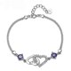 thumbnail image 1 of Pulsera con dije de doble corazón bañada en plata, joyería para mujer y niña, regalo, 1 unidad., 1 of 5