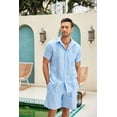 thumbnail image 5 of COOFANDY Men's Two Piece Outfits Sets Linen Shirt Cruise Wear Shirt and Shorts Set, 5 of 9