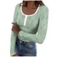 thumbnail image 4 of HongQid Women's Long Sleeve Shirts Casual Fall Henley Top Button Down Blouses Basic Ribbed Knit T Shirts, 4 of 6