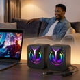 thumbnail image 4 of Wired Computer Speakers 3.5mm Jack RGB LED Stereo Bass mini Sound System USB for PC Desktop Laptop, 4 of 13